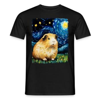 Cochon d’Inde Animal de compagnie Nuit étoilée Peinture - T-shirt homme - noir - Devant - AI Model Male 178 light (178cm)
