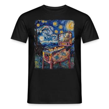 Pinball Arcade Game Machine Starry Night Painting - Men's T-Shirt - black - Front - AI Model Male 178 light (178cm)