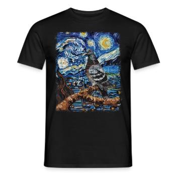 Pigeon Hunt Pigeon Hunter Starry Night Painting - Men's T-Shirt - black - Front - AI Model Male 178 light (178cm)