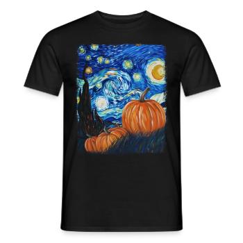 Peinture d’étoile filante de citrouille - T-shirt homme - noir - Devant - AI Model Male 178 light (178cm)