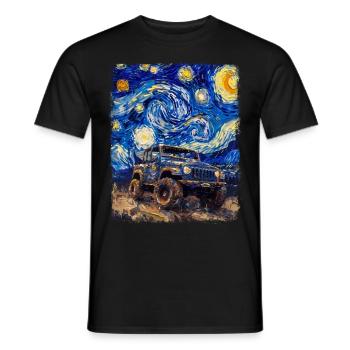 Mud Bogging Mudding Mud Racing Starry Night Painters - Men's T-Shirt - black - Front - AI Model Male 178 light (178cm)