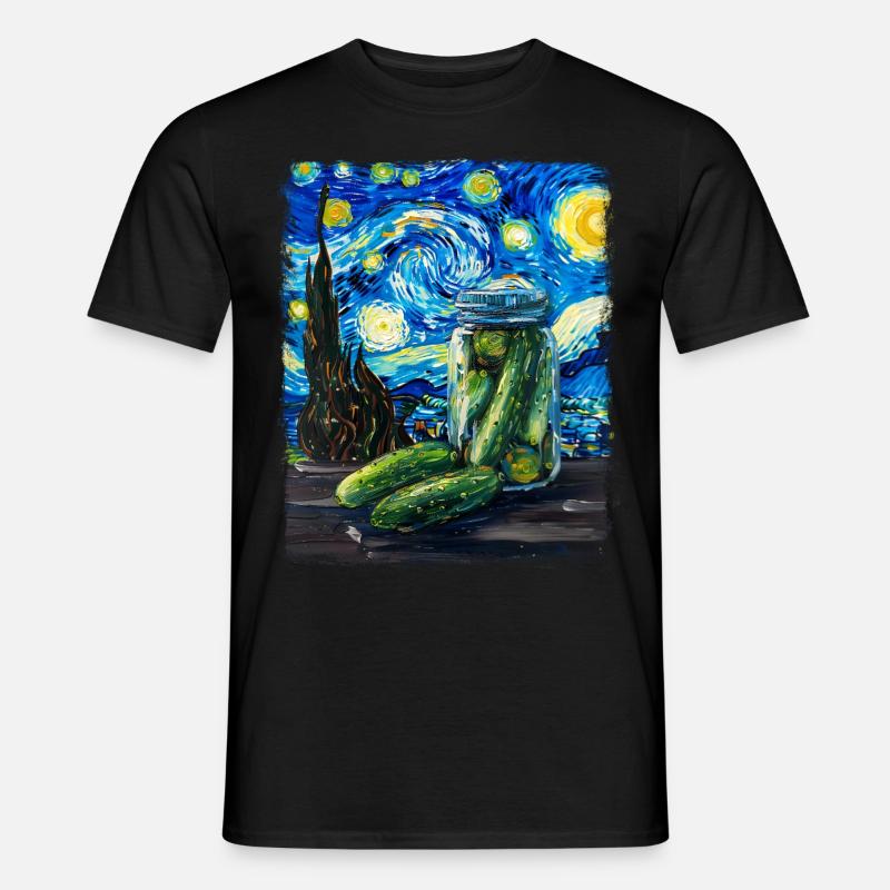 Gurke Gurke Dill Sternennacht Malerei - Männer T-Shirt - Schwarz