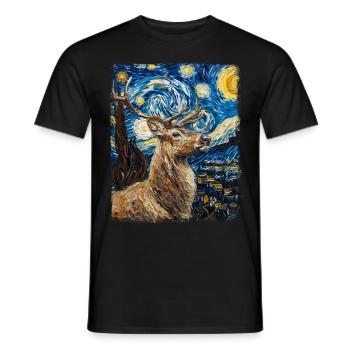 Renne Noël Père Noël Nuit étoilée Ge - T-shirt homme - noir - Devant - AI Model Male 178 light (178cm)