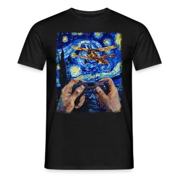 RC Airplane Drone Pilot Airplane Starry Night Times - Men's T-Shirt - black - Front - AI Model Male 178 light (178cm)