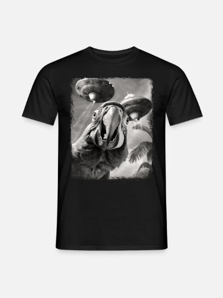 Ara Papagei Vogel UFO Alien Außerirdischer Selfie - Männer T-Shirt - Schwarz