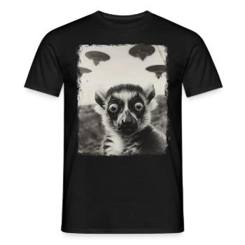 Lémurien Ringtail OVNI Alien Alien Selfie - T-shirt homme - noir - Devant - AI Model Male 178 light (178cm)
