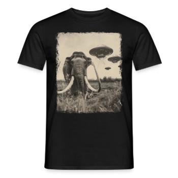 Mammoth Woolly UFO Alien Alien Selfie - Men's T-Shirt - black - Front - AI Model Male 178 light (178cm)