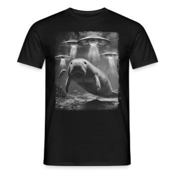 Manatee Floaty Potato UFO Alien Alien S - Men's T-Shirt - black - Front - AI Model Male 178 light (178cm)