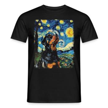 Rottweiler Hund Rollschuhlaufen Sternennacht Gemäl - Männer T-Shirt - Schwarz - Vorne - AI Model Male 178 light (178cm)