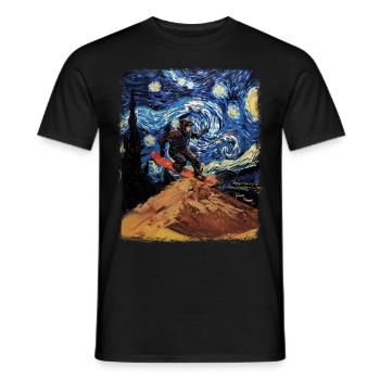 Sandboarding Sandboard Starry Night Painting - Men's T-Shirt - black - Front - AI Model Male 178 light (178cm)