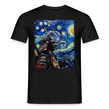 Samurai Krieger Bushido Japanische Sternennacht Ge - Männer T-Shirt - Schwarz - Vorne - AI Model Male 178 light (178cm)