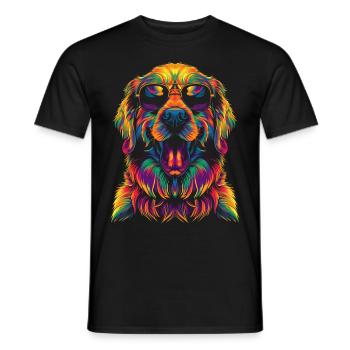 Golden Retriever Hund Sonnenbrille Popart - Männer T-Shirt - Schwarz - Vorne - AI Model Male 178 light (178cm)