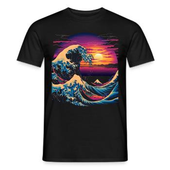 Grande vague de l’esthétique de l’art japonais de Kanagawa - T-shirt homme - noir - Devant - AI Model Male 178 light (178cm)