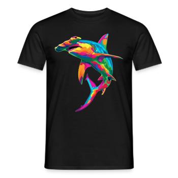 Hammerhai Ozean Tier Popart - Männer T-Shirt - Schwarz - Vorne - AI Model Male 178 light (178cm)