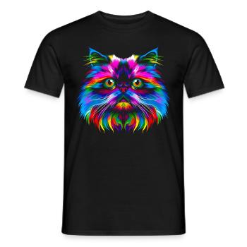 Chat de l’Himalaya Popart - T-shirt homme - noir - Devant - AI Model Male 178 light (178cm)