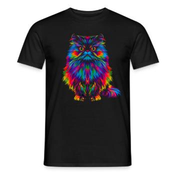 Chat de l’Himalaya Popart - T-shirt homme - noir - Devant - AI Model Male 178 light (178cm)