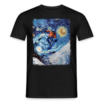 Snowboard Snowboard Snowboarder Nuit étoilée Ma - T-shirt homme - noir - Devant - AI Model Male 178 light (178cm)