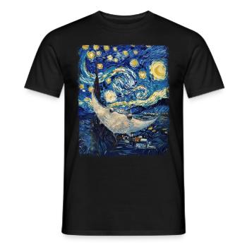 Stingray Manta Ray Peinture Nuit étoilée - T-shirt homme - noir - Devant - AI Model Male 178 light (178cm)