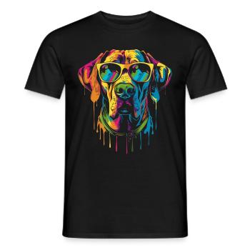 Rhodesian Ridgeback Dog Sunglasses Popart - Men's T-Shirt - black - Front - AI Model Male 178 light (178cm)