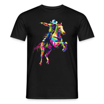 Rodeo Barrel Racer Barrel Racing Reiten Popart - Männer T-Shirt - Schwarz - Vorne - AI Model Male 178 light (178cm)