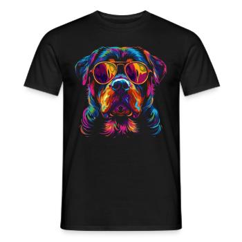 Rottweiler Hund Sonnenbrille Popart - Männer T-Shirt - Schwarz - Vorne - AI Model Male 178 light (178cm)