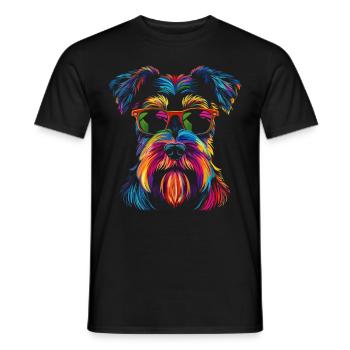 Schnauzer Dog Sunglasses Popart - Men's T-Shirt - black - Front - AI Model Male 178 light (178cm)