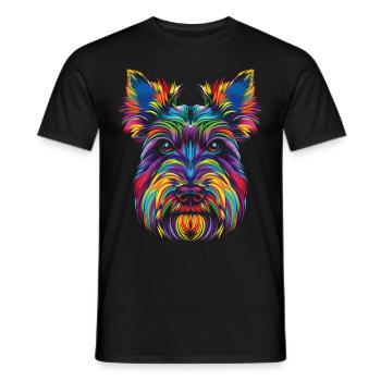 Scottish Terrier Dog Popart - Men's T-Shirt - black - Front - AI Model Male 178 light (178cm)