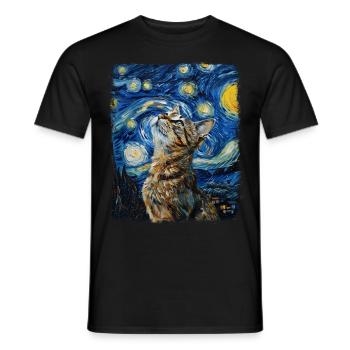 Tabby Katze Orange Katze Sternennacht Malerei - Männer T-Shirt - Schwarz - Vorne - AI Model Male 178 light (178cm)