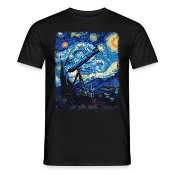 télescope astronomie système solaire nuit étoilée mâle - T-shirt homme - noir - Devant - AI Model Male 178 light (178cm)