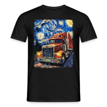 camionneur chauffeur de camion camionnage peinture nuit étoilée - T-shirt homme - noir - Devant - AI Model Male 178 light (178cm)