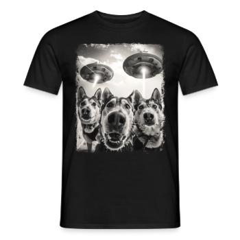 Mushing Sled Dog Sledding UFO Alien Extraterrestri - Männer T-Shirt - Schwarz - Vorne - AI Model Male 178 light (178cm)