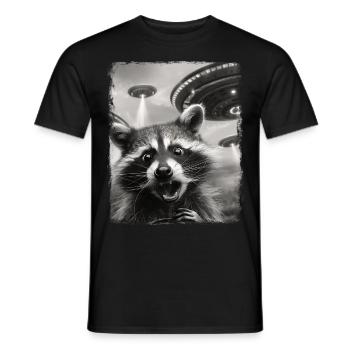 raton laveur, opossum, chat des rues, OVNI, extraterrestre, extraterrestre - T-shirt homme - noir - Devant - AI Model Male 178 light (178cm)