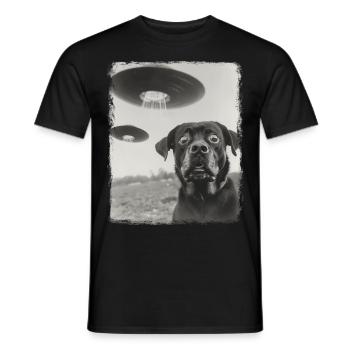 Rottweiler chien OVNI Alien Alien Selfie - T-shirt homme - noir - Devant - AI Model Male 178 light (178cm)