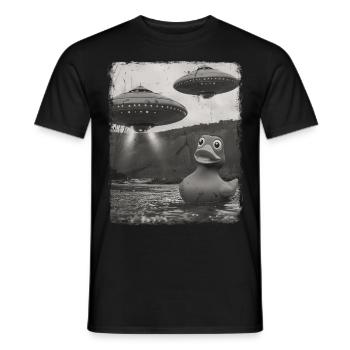 Rubber Duck Duckie UFO Alien Außerirdischer Selfie - Men's T-Shirt - black - Front - AI Model Male 178 light (178cm)