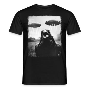 corbeau, corbeau, oiseau, OVNI, extraterrestre, selfie - T-shirt homme - noir - Devant - AI Model Male 178 light (178cm)