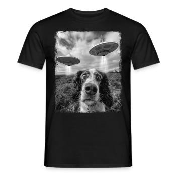 Springer Spaniel Chien OVNI Alien Alien Sel - T-shirt homme - noir - Devant - AI Model Male 178 light (178cm)