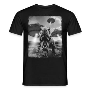 T-Rex Dinosaure Tyrannosaure Rex OVNI Außerirdis - T-shirt homme - noir - Devant - AI Model Male 178 light (178cm)