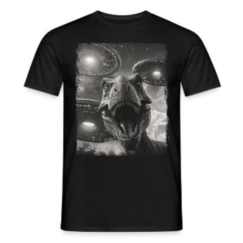 T-Rex Dinosaure Tyrannosaure Rex OVNI Außerirdis - T-shirt homme - noir - Devant - AI Model Male 178 light (178cm)