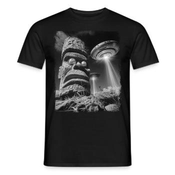 Tiki Luau Tiki Masque OVNI Alien Alien Self - T-shirt homme - noir - Devant - AI Model Male 178 light (178cm)