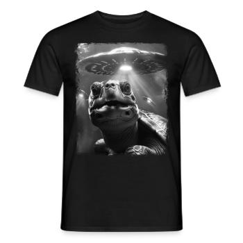 Turtle Sea Turtle UFO Alien Außerirdis - Men's T-Shirt - black - Front - AI Model Male 178 light (178cm)