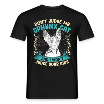 Drôle de chat Sphynx Dicton - T-shirt homme - noir - Devant - AI Model Male 178 light (178cm)
