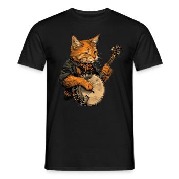 Chat abyssin Joueur de banjo bluegrass - T-shirt homme - noir - Devant - AI Model Male 178 light (178cm)