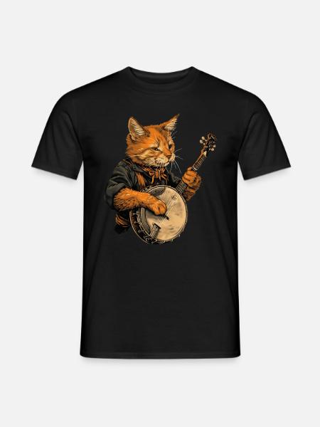 Chat abyssin Joueur de banjo bluegrass - T-shirt homme - noir