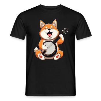 Akita Dog Joueur de banjo bluegrass - T-shirt homme - noir - Devant - AI Model Male 178 light (178cm)