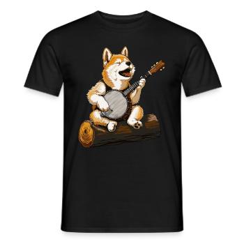 Akita Dog Joueur de banjo bluegrass - T-shirt homme - noir - Devant - AI Model Male 178 light (178cm)