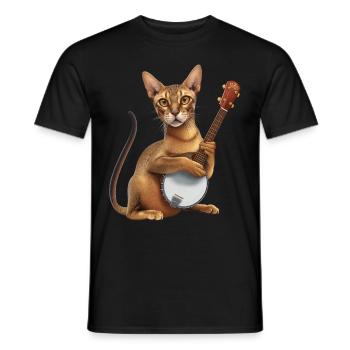 Oriental Shorthair Cat Bluegrass Banjo Games - Men's T-Shirt - black - Front - AI Model Male 178 light (178cm)