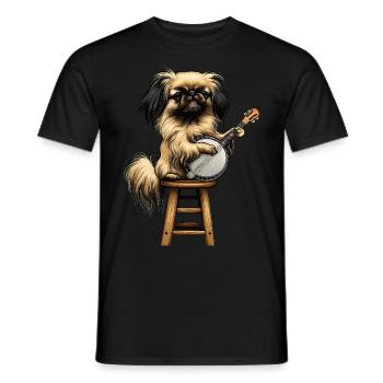 Pekingese Dog Bluegrass Banjo Player - Men's T-Shirt - black - Front - AI Model Male 178 light (178cm)