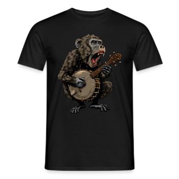 Baboon Monkey Bluegrass Banjo Spieler - Männer T-Shirt - Schwarz - Vorne - AI Model Male 178 light (178cm)