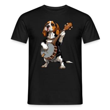 Beagle Dog Joueur de banjo bluegrass - T-shirt homme - noir - Devant - AI Model Male 178 light (178cm)