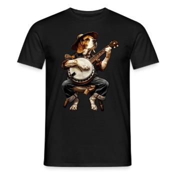 Beagle Dog Joueur de banjo bluegrass - T-shirt homme - noir - Devant - AI Model Male 178 light (178cm)